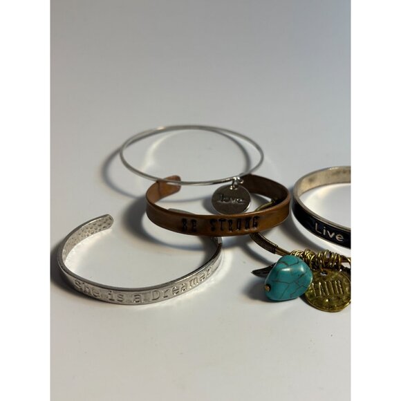 Y2K Bangle Bracelets with Inspirational Messages for Stacking - Picture 5 of 8